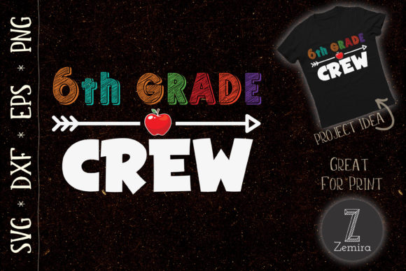 6th Grade Crew Teacher School Embroidery Design