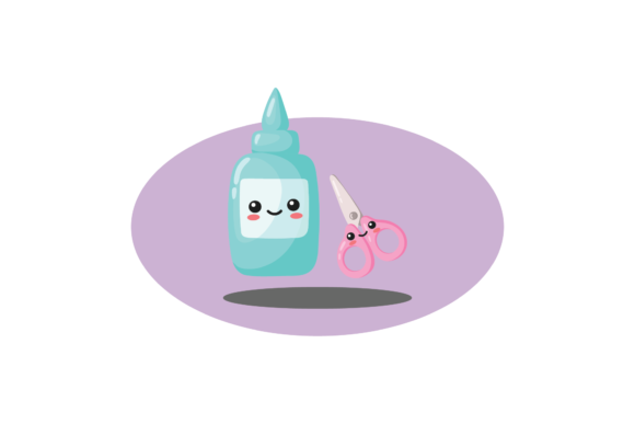 Cute and Functional: School Kawaii Glue and Scissor Svg