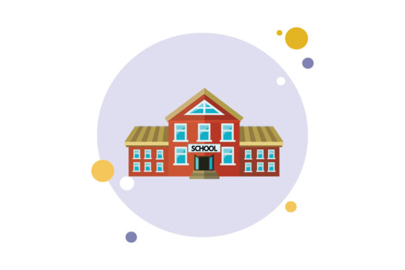 Icon Building School Circle Bubble Style
