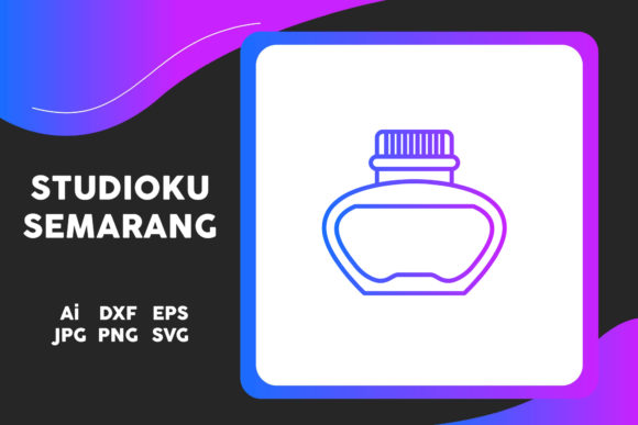School Icon Inkwell Marker Line Gradient