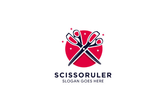 Scissor Ruler Logo Red: A Modern Embroidery Design